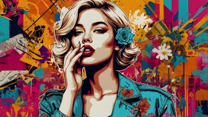 Contemporary pop art illustration with bright, contrasting colors and iconic imagery, reflecting modern culture,Generative Ai