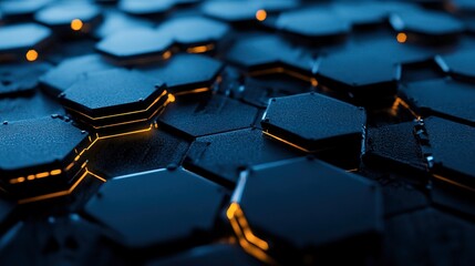 Fototapeta premium hexagonal connection with blue colour background