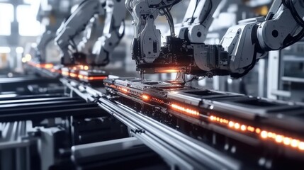 Fototapeta premium Investment Efficiency: Automated Battery Production Line