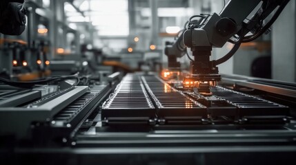 Fototapeta premium Investment Efficiency: Automated Battery Production Line