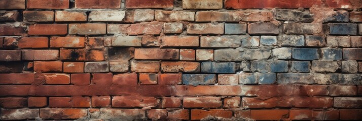 Fototapeta premium Weathered Red Brick Wall with Unique Textures and Patterns Showcasing Historical Character and Charm in Architectural Design