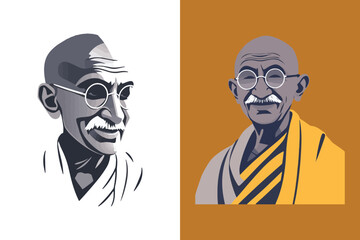 Mahatma gandhi face clip art birthday, jayanti, october, india, character, father, vector, illustration, clip art, poster, banner, 2nd, celebration, artistic, freedom, 