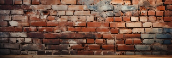 Fototapeta premium Old Red Brick Wall with Unique Texture and Character Exposed Throughout in Warm Tones, Suitable for Various Design Projects and Backgrounds