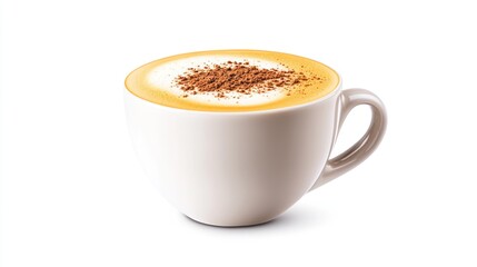 Obraz premium A cup of cappuccino topped with cocoa powder.