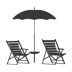 beach umbrella with chair silhouette vector