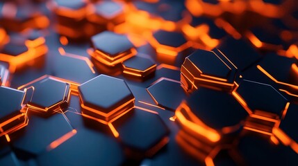 Obraz premium artistic hexagonal connection with orange color