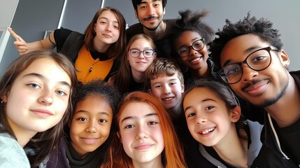 Diverse Group Of Smiling Teenagers Pose For A Photo