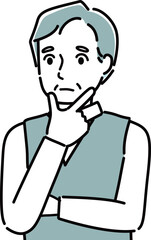 困り顔のシニア男性　悩み
