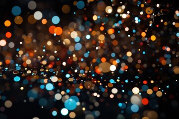 Naklejka premium Colorful and Shining Dots Resemble Stars Against a Black Background, Creating a Magical and Whimsical Atmosphere in a Night Sky Scene