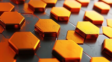 Fototapeta premium artistic hexagonal connection with orange color