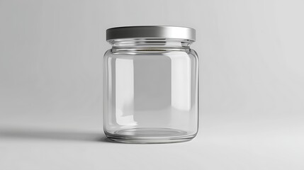 A classic clear glass jar on the beautifull empty background