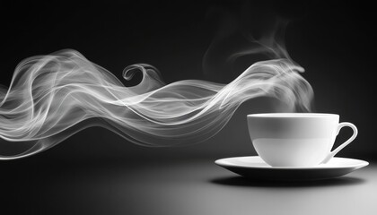 Abstract Steam Rising from a Cup of Coffee on a Calm Background, Minimalist Photography of Hot Beverage, Coffee Cup with Steam, Warm Drink, Relaxing Scene, Abstract Smoke