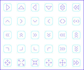 Simple Set of arrows Related Vector Line Icons. Vector collection of basic, infographic, navigation, direction, chevron, cursors, selection and design elements symbols or logo element.