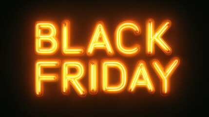 Bright neon sign displaying words BLACK FRIDAY in yellow color, creating vibrant and eye catching effect. Perfect for promotional materials