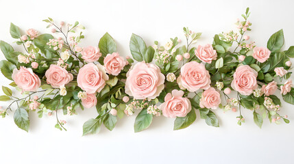 Obraz premium Elegant Floral Arrangement with Pink Roses and Greenery