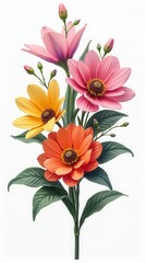 Obraz premium Flower Arrangement Or Bouquet Colorful Spring Flowers Isolated On White Background