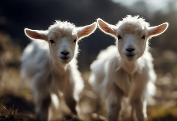 Obraz premium twin little cute goats