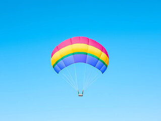 Obraz premium Rainbow Parasail Over Coastal Air: Colorful and Free