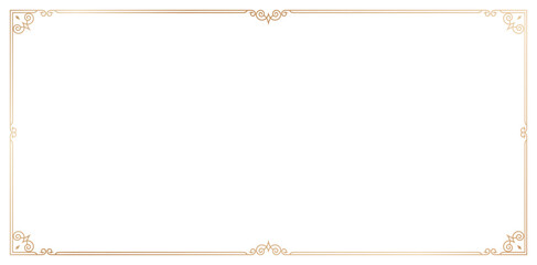 frame corner decorative ornament vintage border design with golden colors isolated white backgrounds for deco art simple line corner, Empty page decoration, picture frame, invitation and greeting card