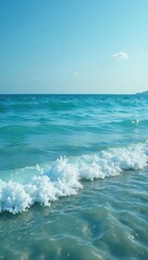 serene ocean waves gently lapping against a clear water surface in a calm atmosphere, ocean, calm