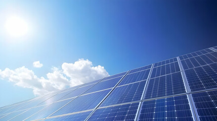 Obraz premium Solar panels absorbing sunlight and energy.