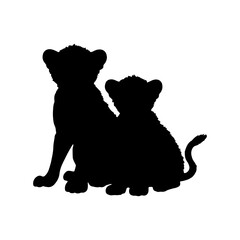 Two cheetah cub silhouette vector illustration design on white background. © Techzaka