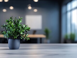 Office interior featuring a blank poster and blurred surroundings for a clean, professional look 