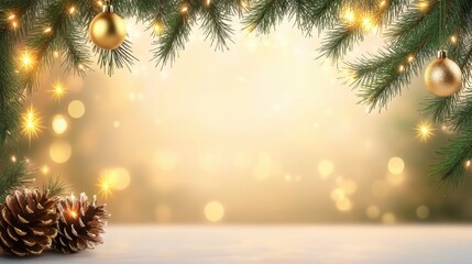 Festive banner mockup in winter wonderland seasonal celebration among pine trees