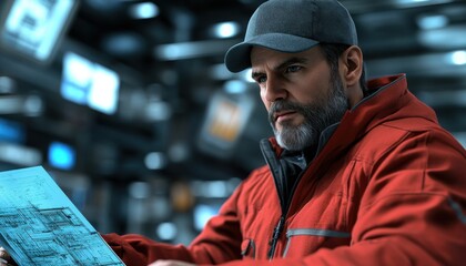 Experienced Supervisor Leading a Team with a Blueprint, Effective Leadership in Action, Guiding Workers to Success, Construction Project Management, Industrial Supervisor, Team Collaboration