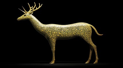 Artistic representation of a stag in unique design studio setting 3d model dark background abstract concept