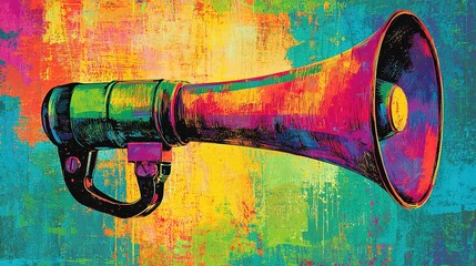 Abstract Colorful Megaphone Art