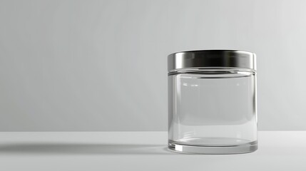 A classic clear glass jar on the beautifull empty background