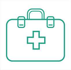 Medical bag Icon Vector Illustration on the white background, Medical emergency equipment, First aid icon.