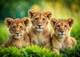 Adorable Lion Cubs: Playful Portraits of Different Sizes