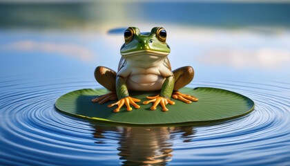 Serene Green Frog on Lily Pad - Zen/Mindfulness