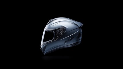 Fototapeta premium Motorcycle helmet showcase studio environment product photography dark background close-up view safety gear concept