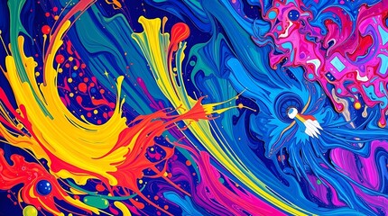 Abstract swirls of vibrant colors with cosmic theme