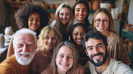 A Diverse Group Of Happy People Smiling Together