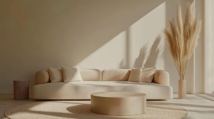 Modern Minimalist Living Room Interior Design with Natural Elements