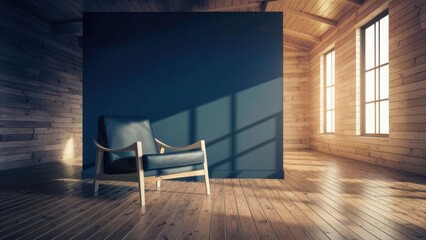 Fototapeta premium Minimalism in the interior, a corner for rest with an armchair