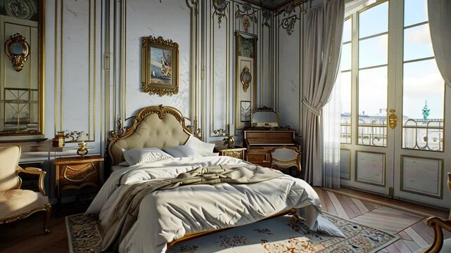 Parisian Bed room interior Videos 4K