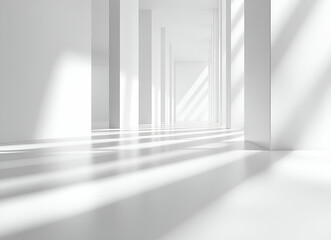 Obraz premium Sunlit White Minimalist Architecture: A Study in Light and Shadow