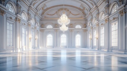 Fototapeta premium Elegant chandelier illuminates grand hall luxurious interior design