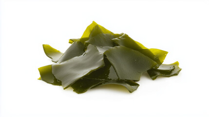 Fototapeta premium Seaweed Delight: A close-up view of a heap of fresh, vibrant green seaweed, showcasing its natural texture and delicate, translucent quality. 