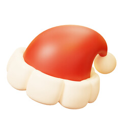 Christmas Santa Claus Hat. accessory for party. Winter Season. 3D Cute Cartoon Happy new year decoration. Merry christmas holiday. New year and xmas celebration.