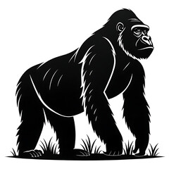 Obraz premium An elegant Gorilla silhouette icon set against a clean white backdrop