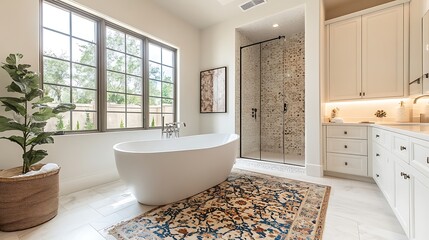 Relaxing bathroom oasis with modern design home interior natural light