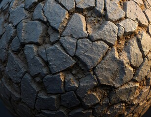 Cracked Stone Sphere: A Dark, Textured 3D Render
