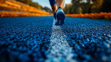 Runner's Foot on Blue Track