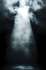 Fototapeta premium Mysterious Spotlight Piercing Through Dense Smoke